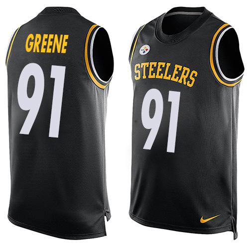  Steelers #91 Kevin Greene Black Team Color Men's Stitched NFL Limited Tank Top Jersey